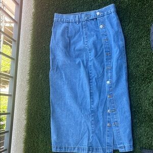 SHEIN Blue Asymmetrical Pencil Midi Skirt